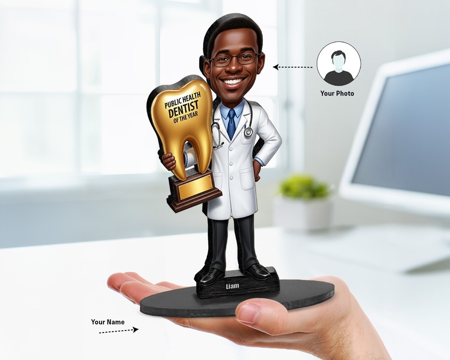 Dentist figurine — custom personalized Healthcare gift, premium wood 8 inches