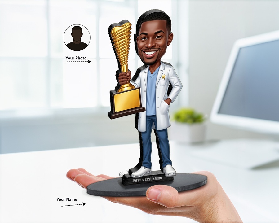 Dentist figurine — custom personalized Healthcare gift, premium wood 8 inches