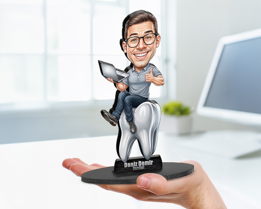 Dentist figurine — custom personalized Healthcare gift, premium wood 8 inches