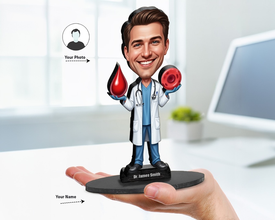 Hematologist figurine — custom personalized Healthcare gift, premium wood 8 inches