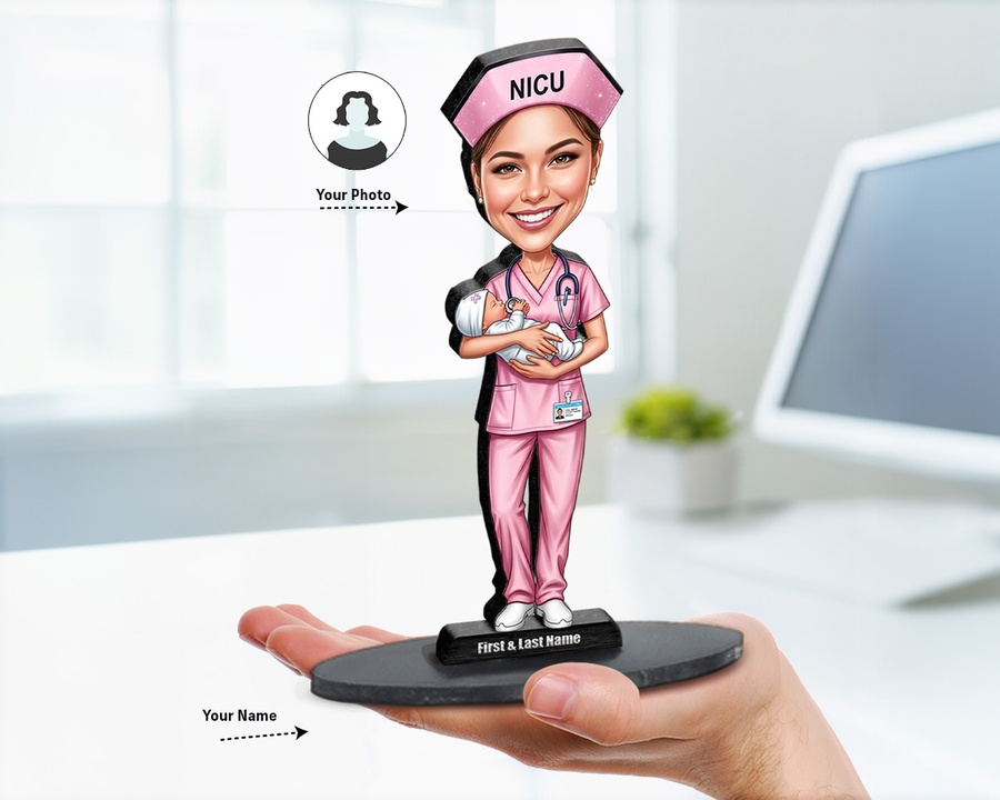 Newborn Specialist figurine — custom personalized Healthcare gift, premium wood 8 inches