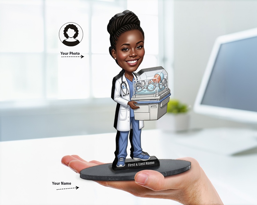 Newborn Specialist figurine — custom personalized Healthcare gift, premium wood 8 inches