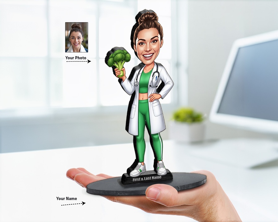 Nutritionist figurine — custom personalized Healthcare gift, premium wood 8 inches