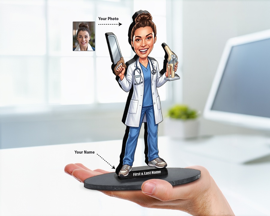 Orthopedic Surgeon figurine — custom personalized Healthcare gift, premium wood 8 inches