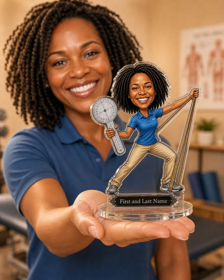 Physical Therapist figurine — custom personalized Healthcare gift, premium wood 8 inches