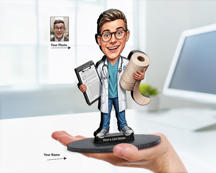 Sports Medicine Doctor figurine — custom personalized Healthcare gift, premium wood 8 inches