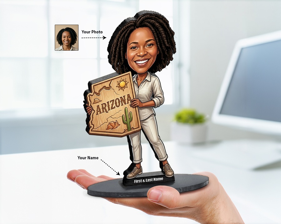 Realtor — House Sign (Female) figurine — custom personalized Business gift, premium wood 8 inches