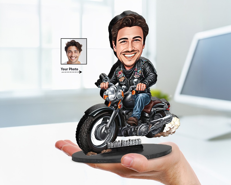 Biker Black Motorcycle figurine — custom For Him gift