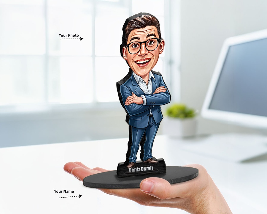 Businessman Blue Suit figurine — custom For Him gift