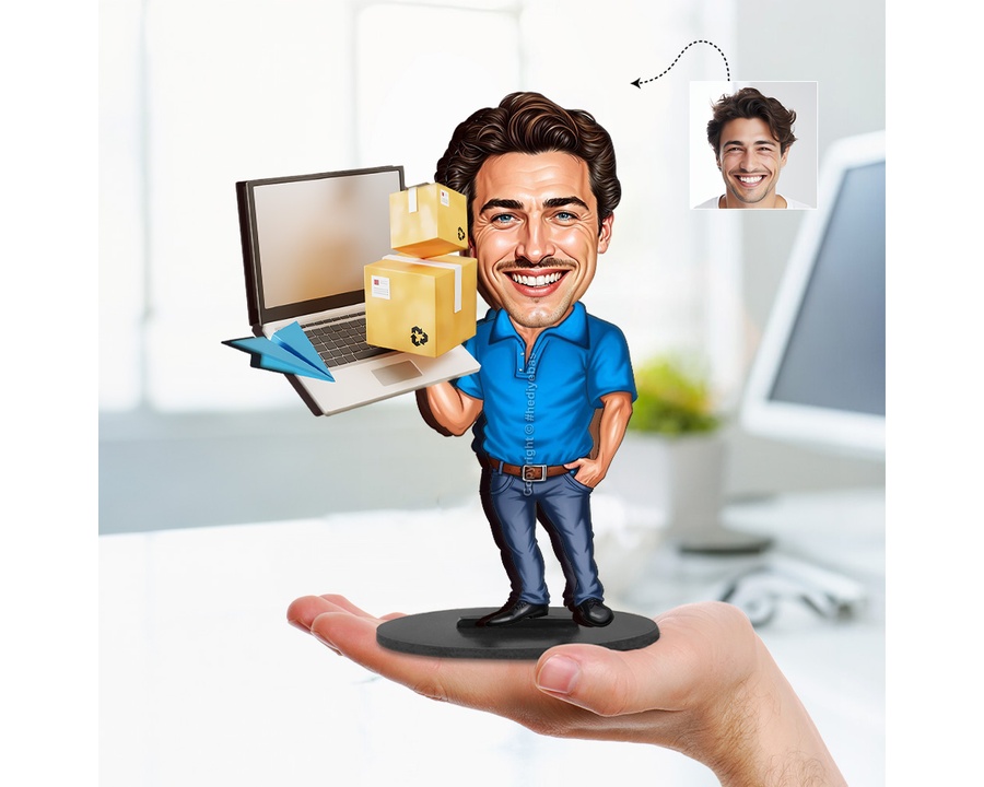 Logistics Worker Boxes figurine — custom For Him gift