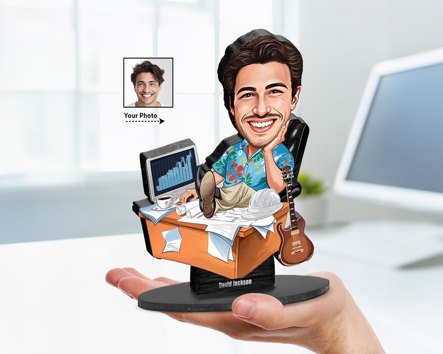 Office Worker Desk Laptop figurine — custom For Him gift