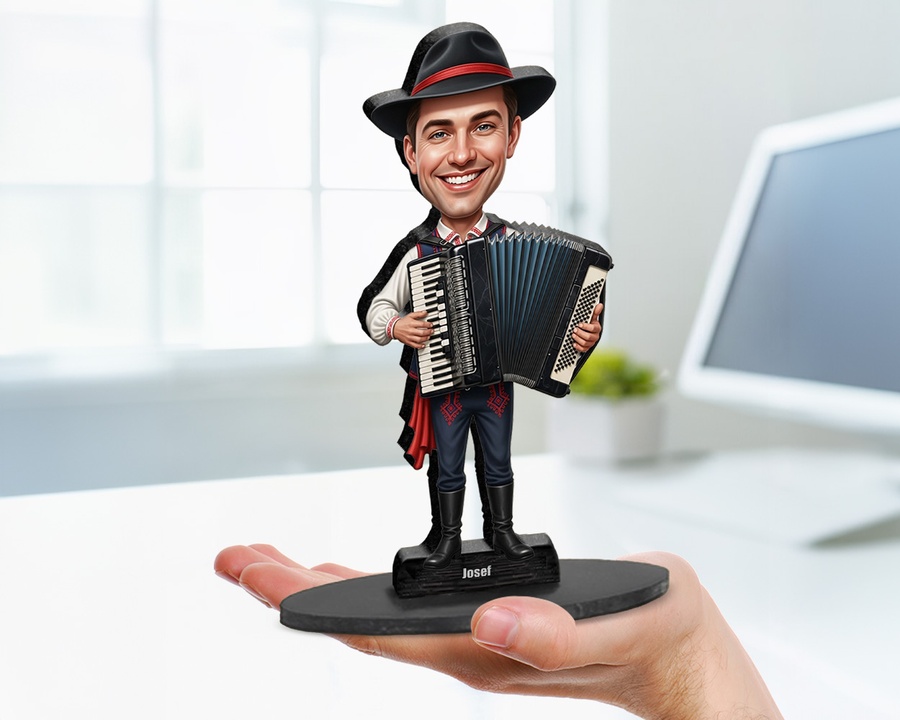 Accordion Player figurine — custom Music gift