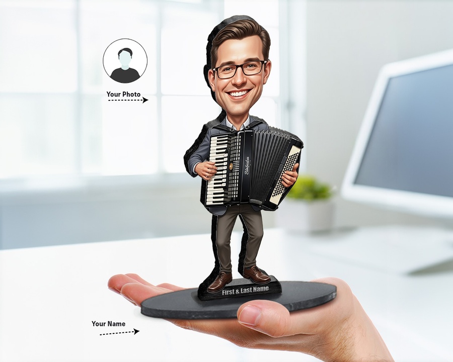 Accordion Player figurine — custom Music gift