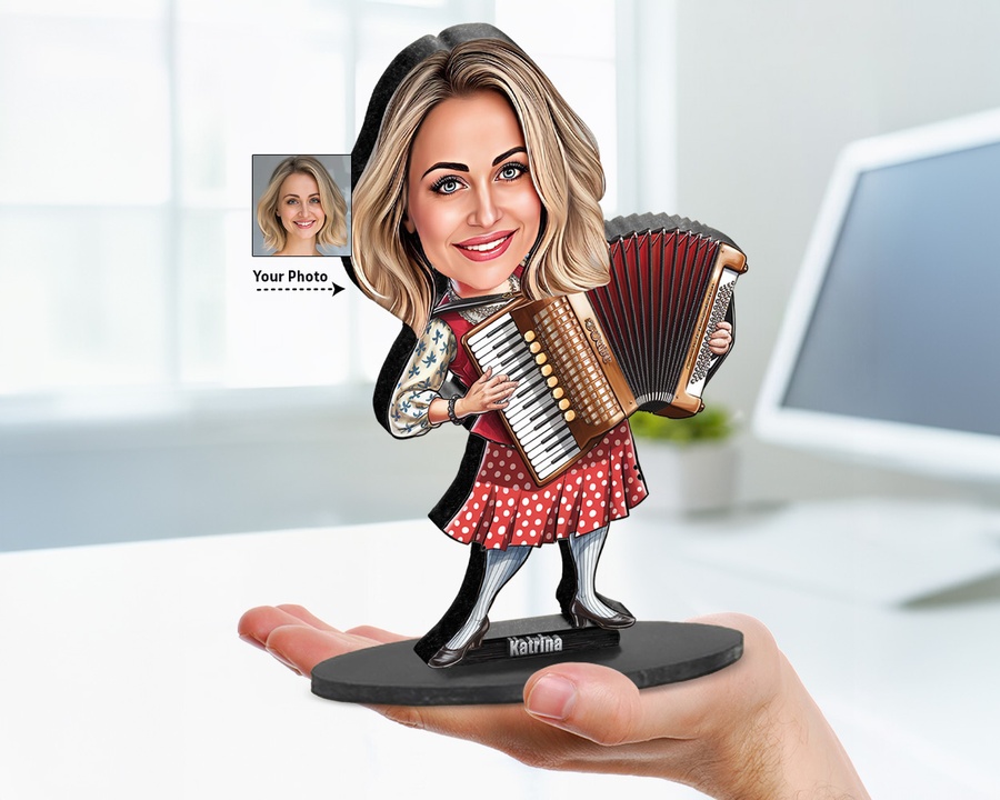 Accordion Player (Female) figurine — custom Music gift