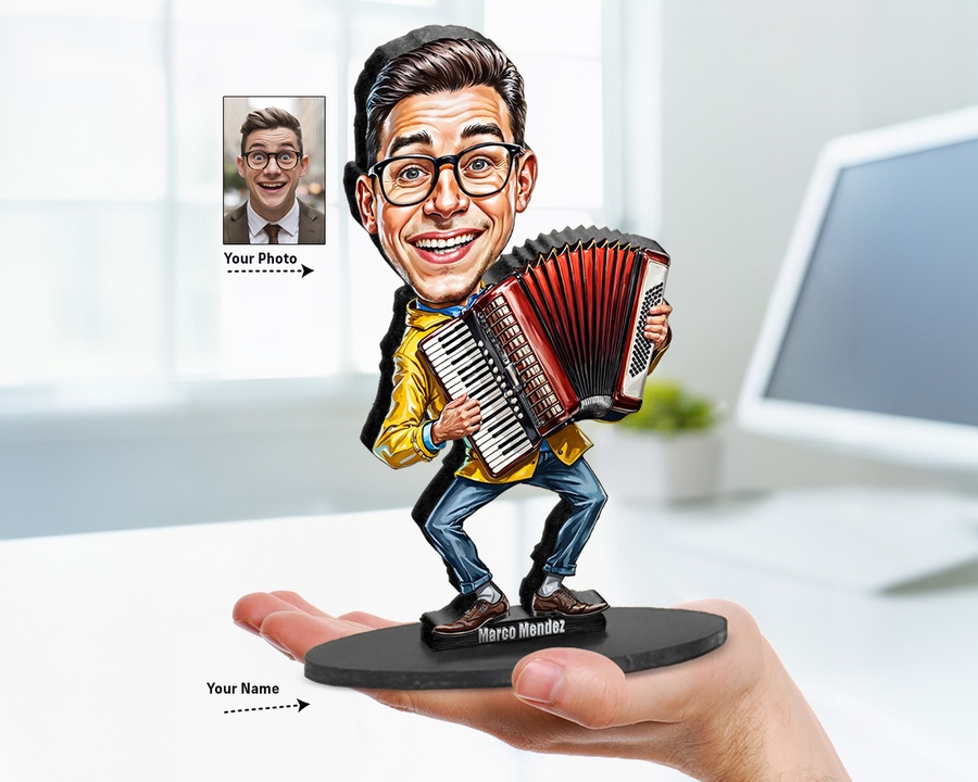 Accordion Player figurine — custom Music gift