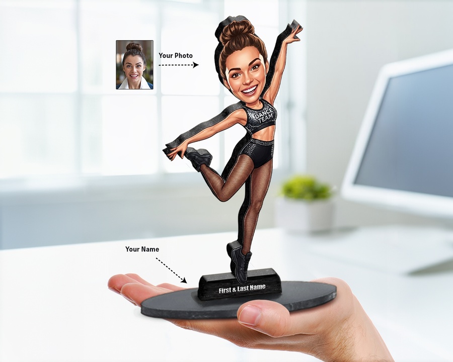 Dancer figurine — custom personalized Music gift, premium wood 8 inches