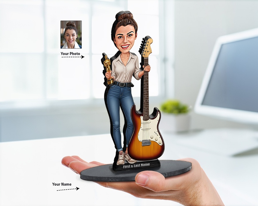 Guitarist (Female) figurine — custom Music gift