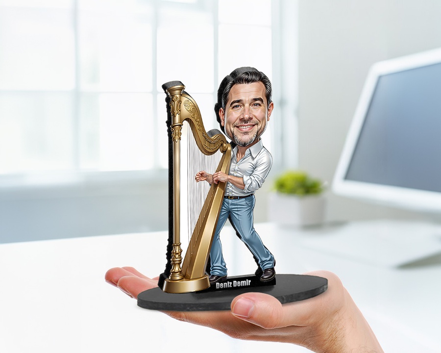 Harpist (Male) figurine — custom Music gift