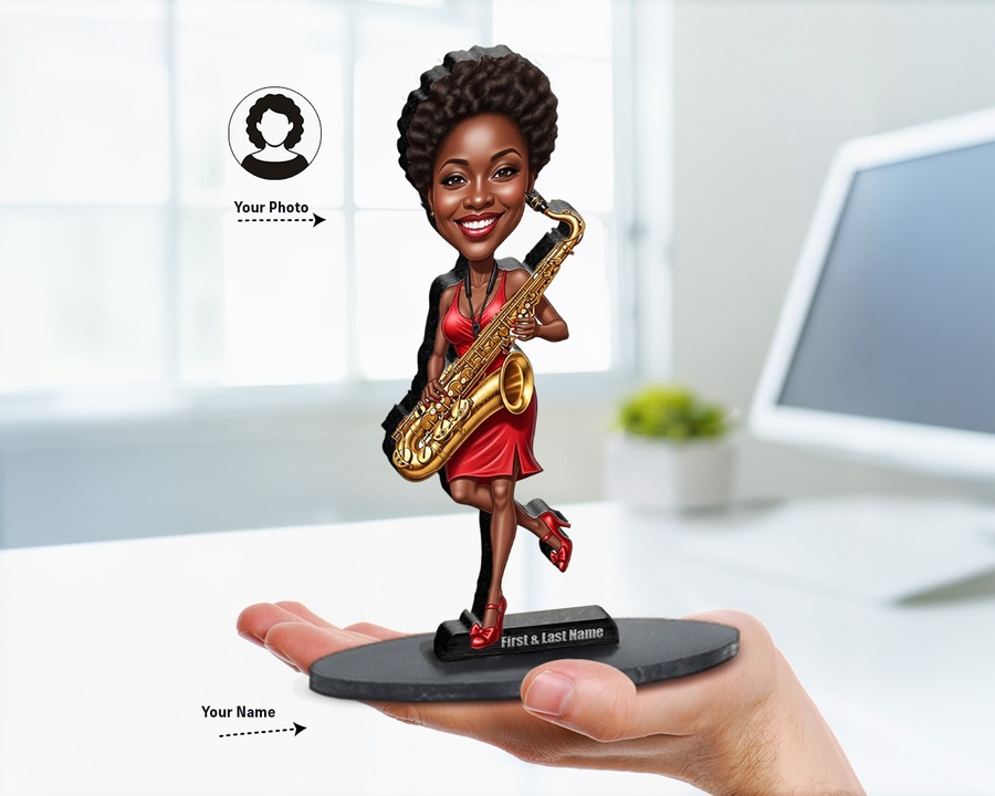 Saxophonist figurine — custom Music gift