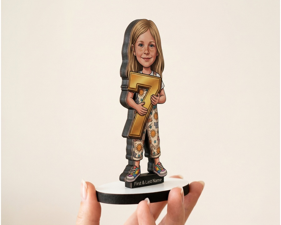 7th Birthday Gold Outfit figurine — custom New Arrivals gift