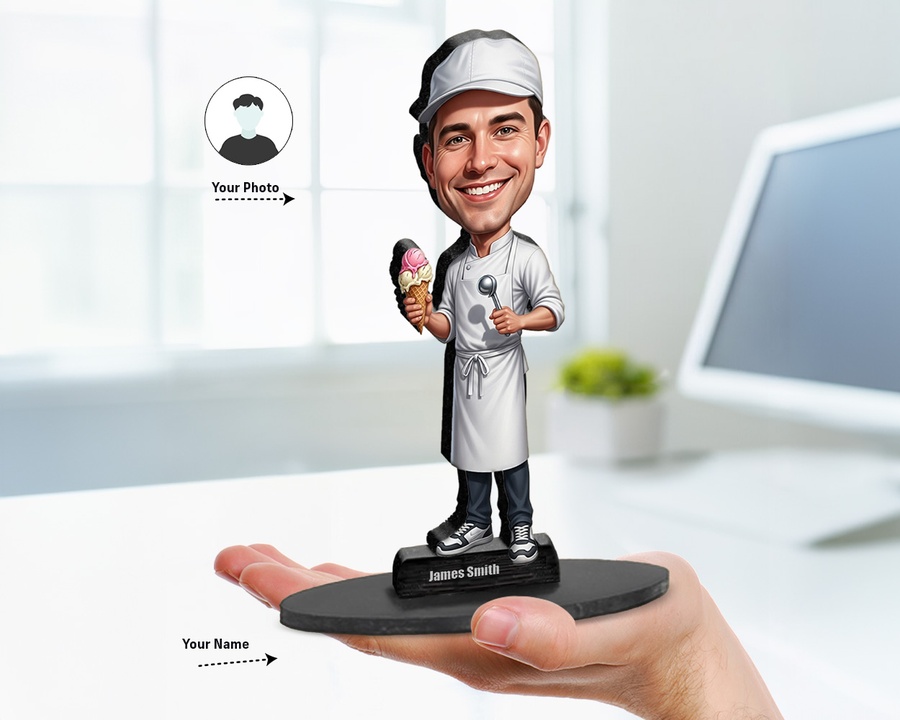 Ice Cream Maker figurine — custom personalized New Arrivals gift, premium wood 8 inches