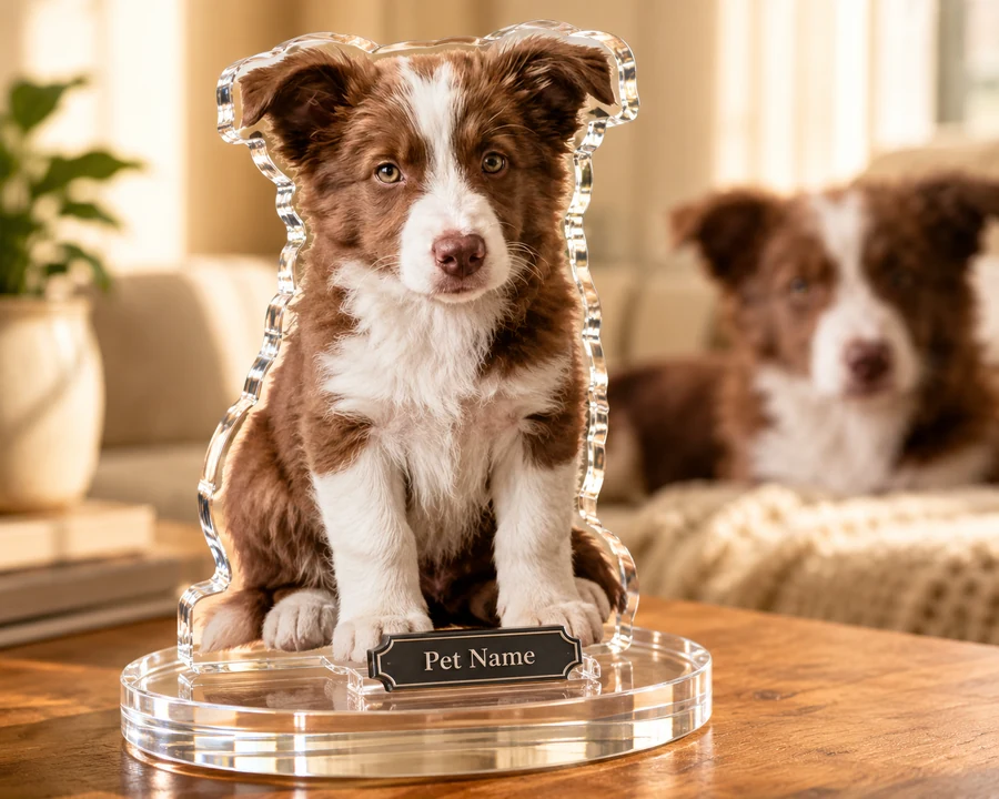 Border Collie figurine — custom personalized Pets gift, premium wood 8 inches