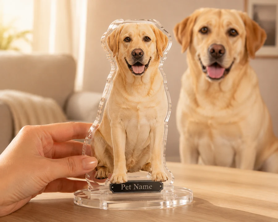 Golden Retriever Duo figurine — custom personalized Pets gift, premium wood 8 inches