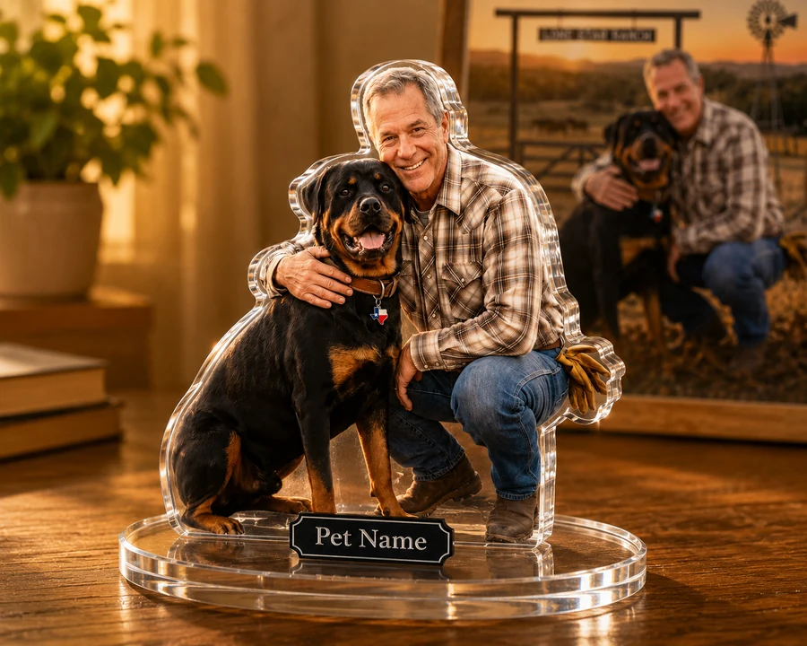 Rottweiler figurine — custom personalized Pets gift, premium wood 8 inches