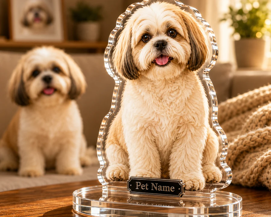 Shih Tzu figurine — custom personalized Pets gift, premium wood 8 inches