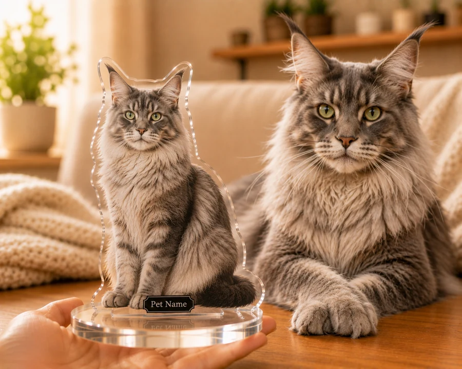 Silver Maine Coon figurine — custom Pets gift