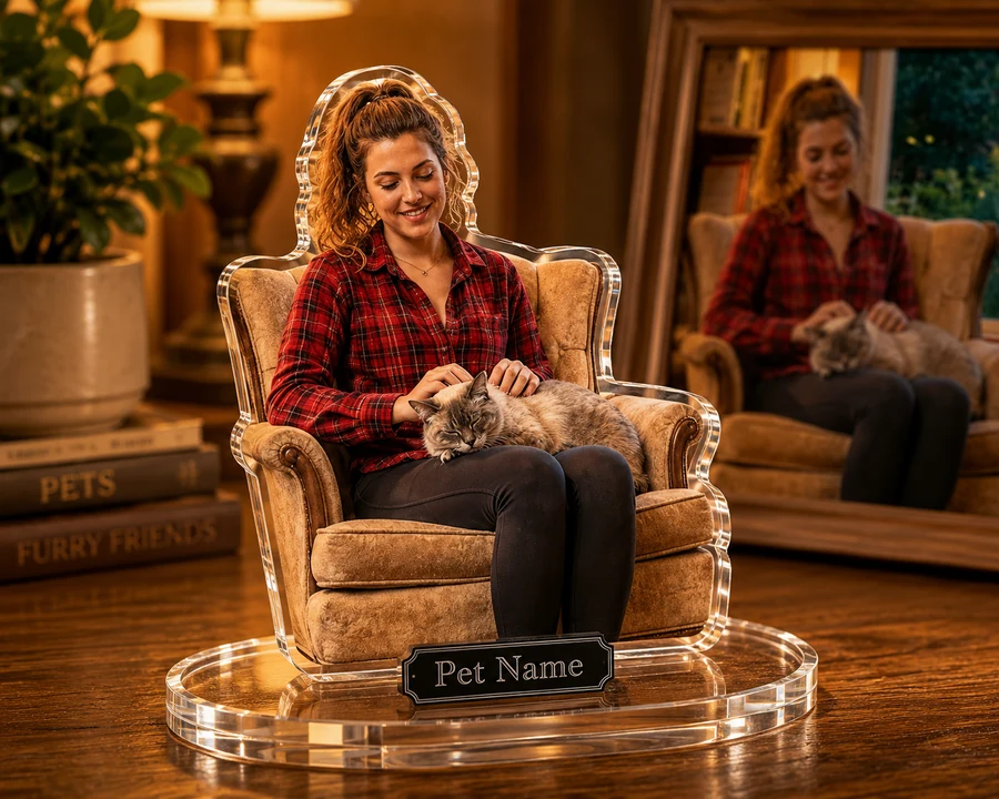 Woman with Cat figurine — custom Pets gift