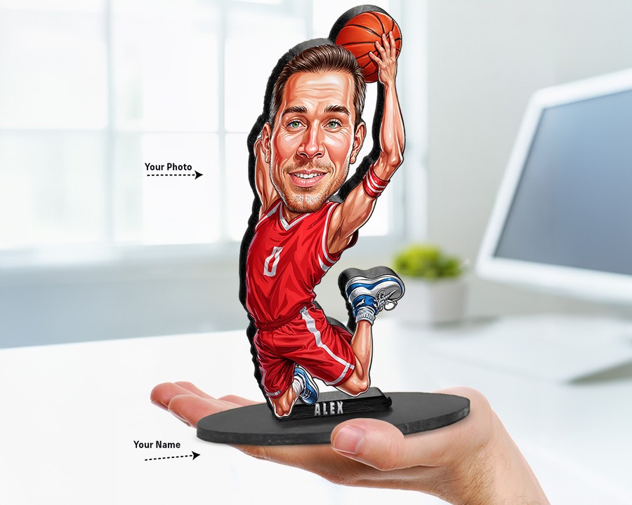 Basketball Player figurine — custom personalized Sport gift, premium wood 8 inches