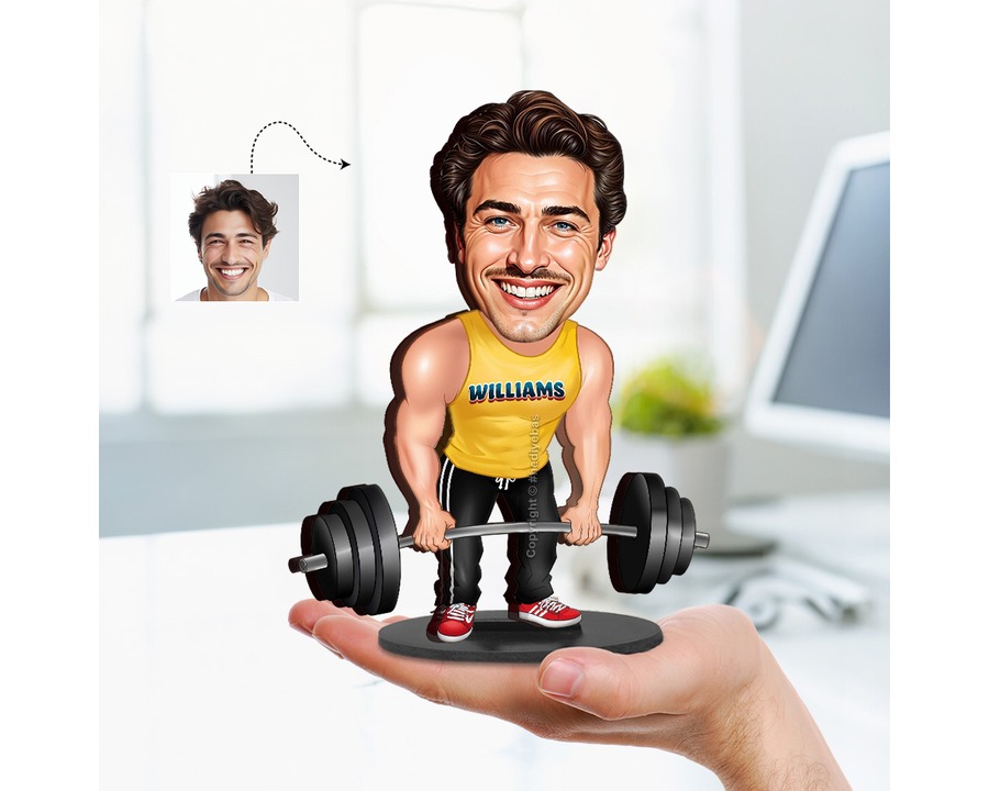 Bodybuilder (Male) figurine — custom personalized Sport gift, premium wood 8 inches