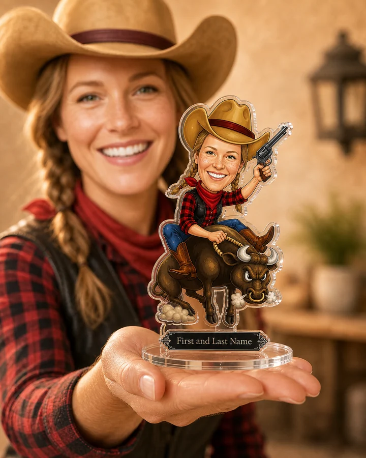 Cowgirl Bull Rider figurine — custom Sport gift