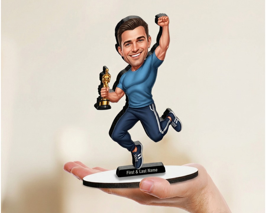 Fitness Coach figurine — custom personalized Sport gift, premium wood 8 inches