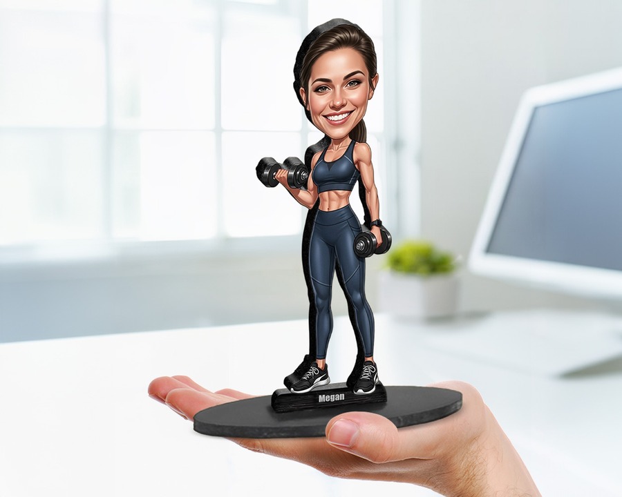 Fitness Coach (Female) figurine — custom personalized Sport gift, premium wood 8 inches