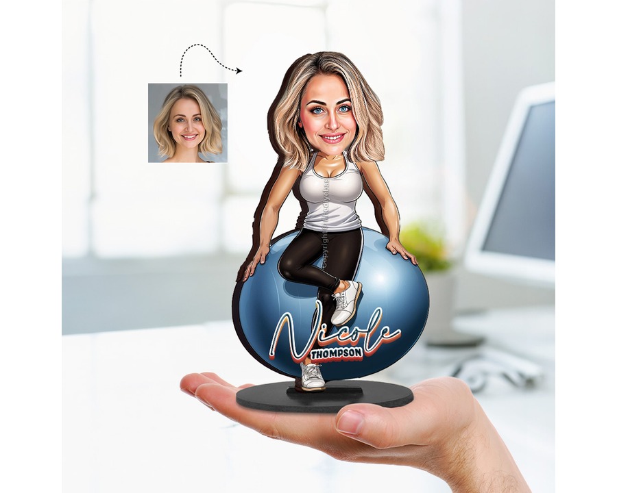 Fitness (Female) figurine — custom personalized Sport gift, premium wood 8 inches