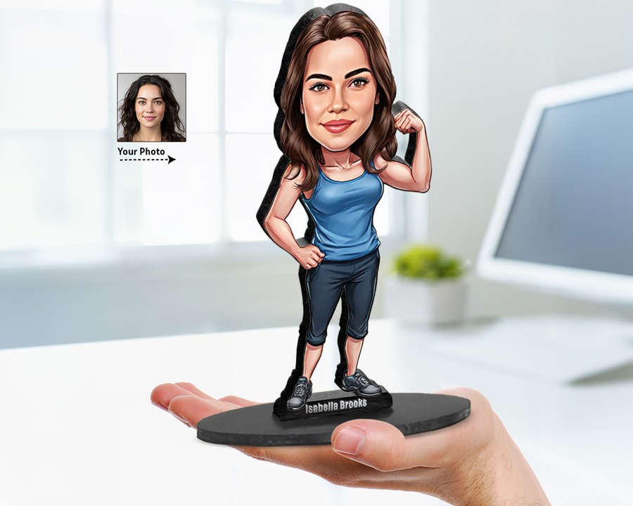 Fitness (Female) figurine — custom personalized Sport gift, premium wood 8 inches