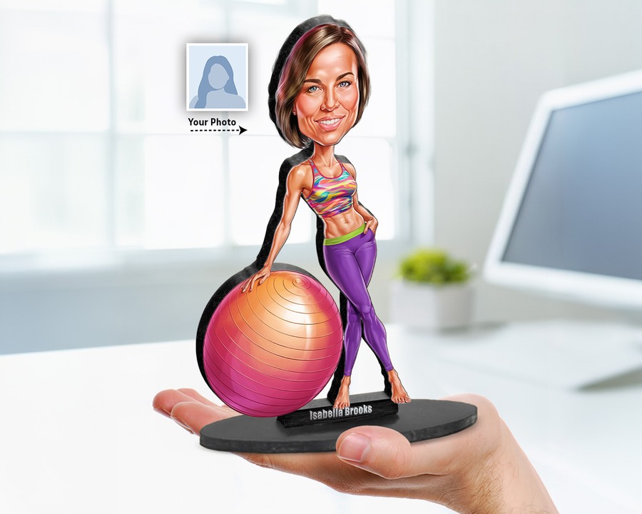 Fitness (Female) figurine — custom personalized Sport gift, premium wood 8 inches