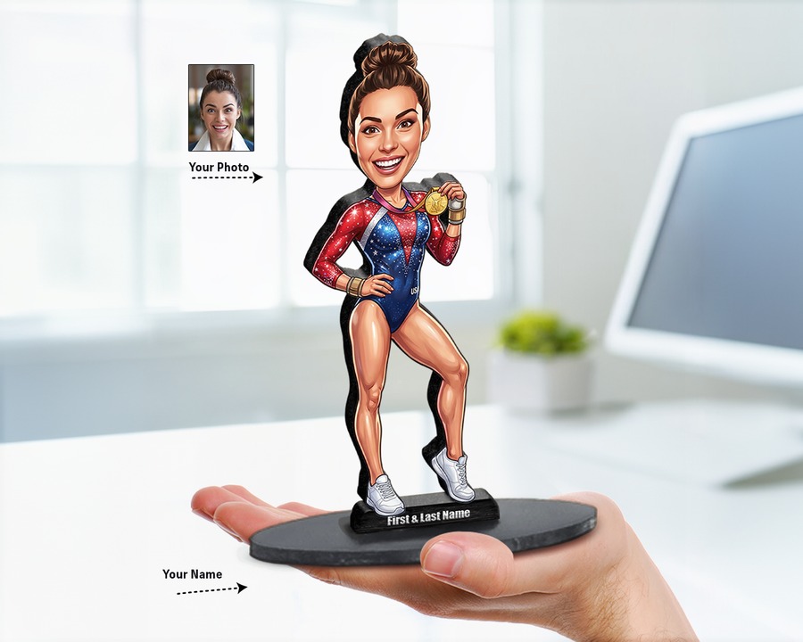 Gymnast figurine — custom personalized Sport gift, premium wood 8 inches