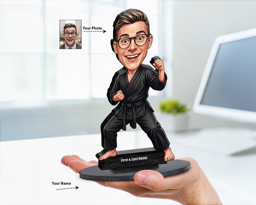 Martial Artist figurine — custom personalized Sport gift, premium wood 8 inches