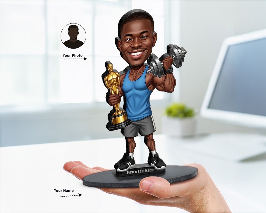 Personal Trainer figurine — custom personalized Sport gift, premium wood 8 inches