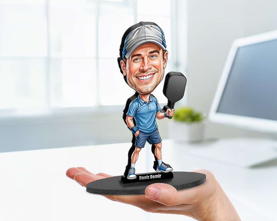 Pickleball Player (Male) figurine — custom personalized Sport gift, premium wood 8 inches