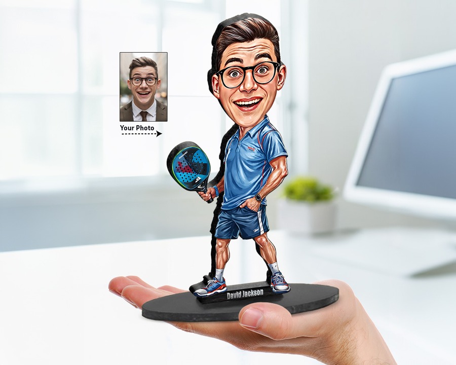 Pickleball Player (Male) figurine — custom personalized Sport gift, premium wood 8 inches