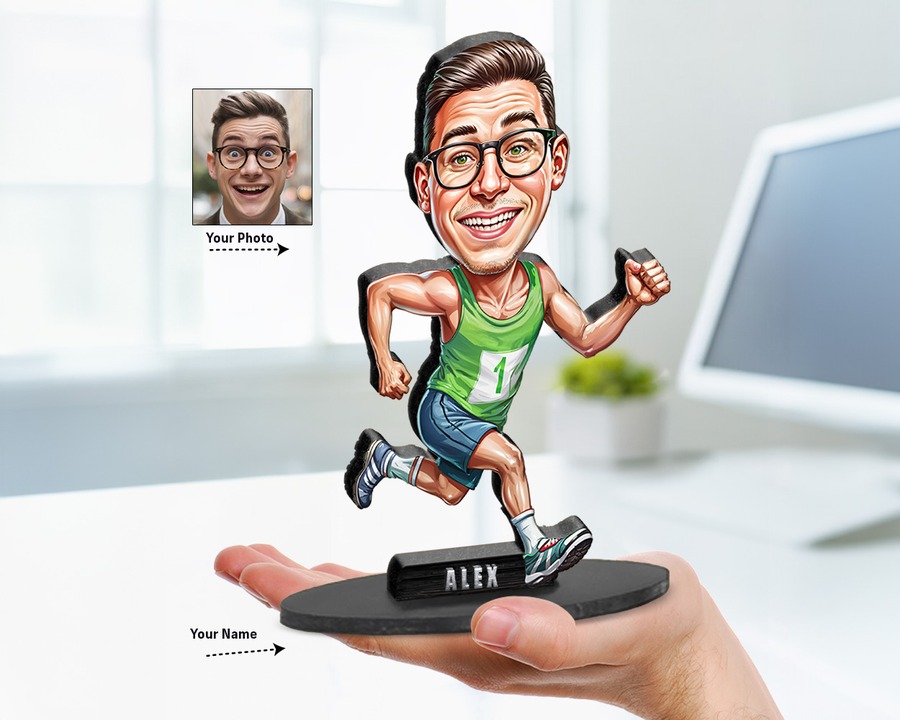 Runner (Male) figurine — custom personalized Sport gift, premium wood 8 inches