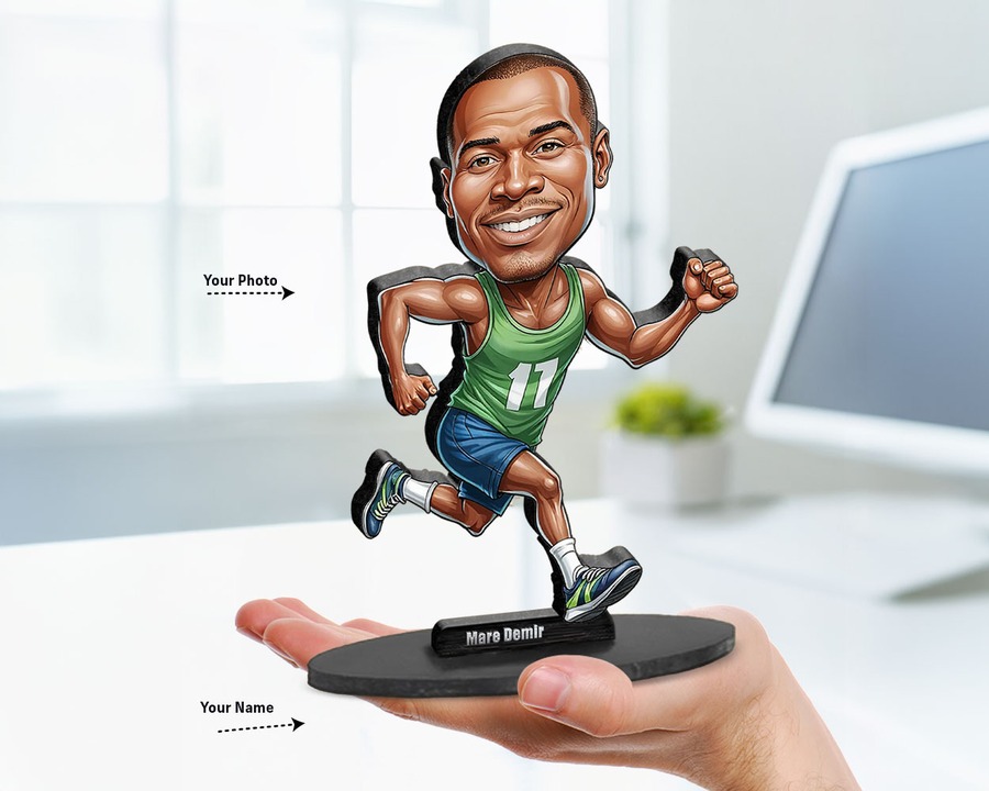 Runner (Male) figurine — custom personalized Sport gift, premium wood 8 inches