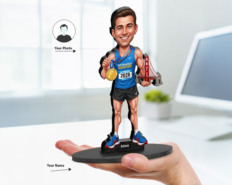 Runner (Male) figurine — custom personalized Sport gift, premium wood 8 inches