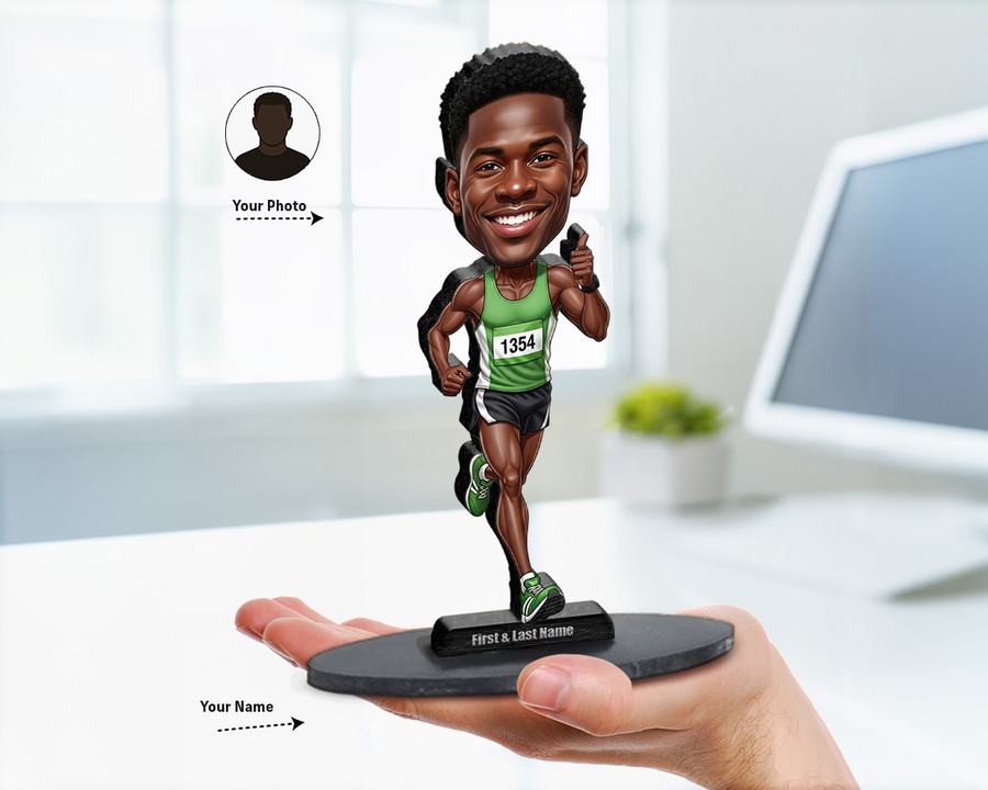 Runner (Male) figurine — custom personalized Sport gift, premium wood 8 inches