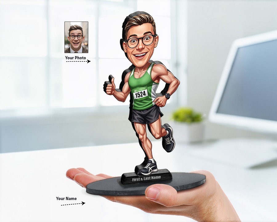 Runner (Male) figurine — custom personalized Sport gift, premium wood 8 inches