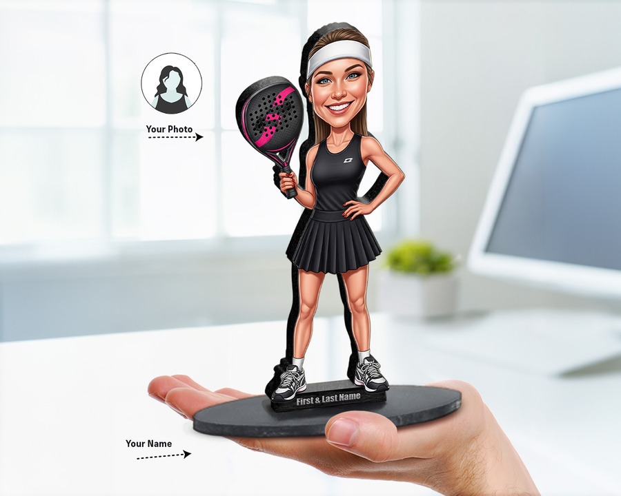 Tennis Player figurine — custom personalized Sport gift, premium wood 8 inches